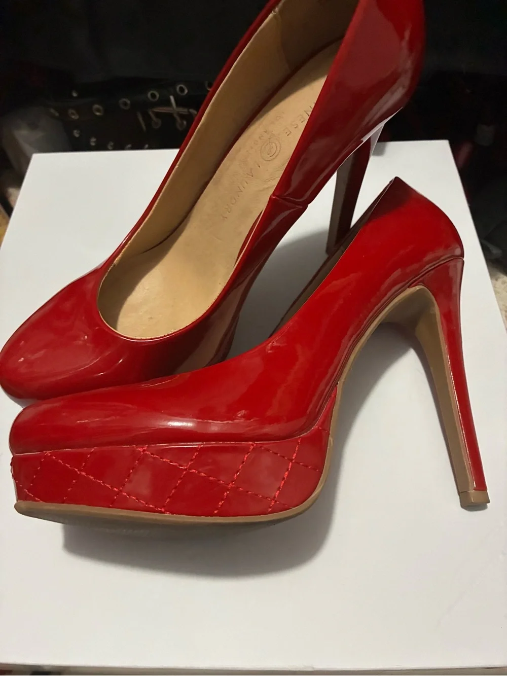Chinese Laundry Red Patent Platform Stilettos